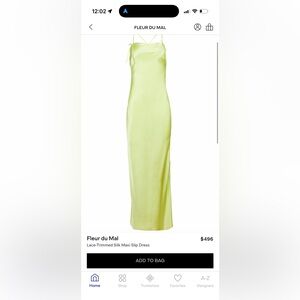 Lace trim silk maxi slip dress